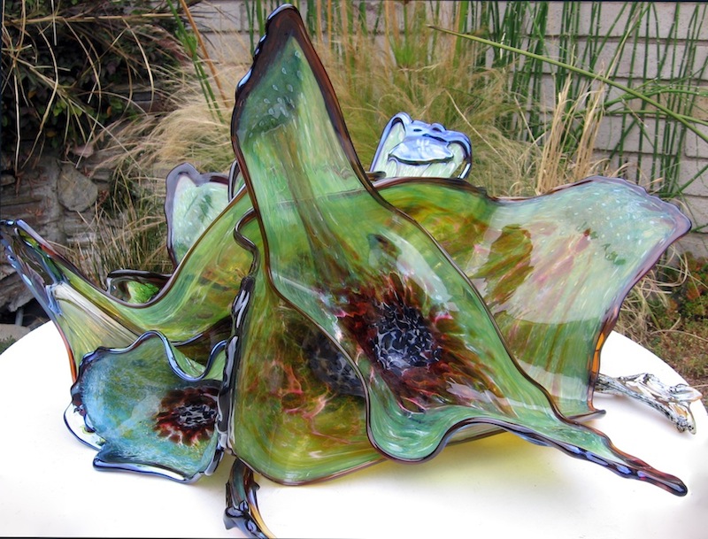 Hand Blown Ocean Flower Glass Art