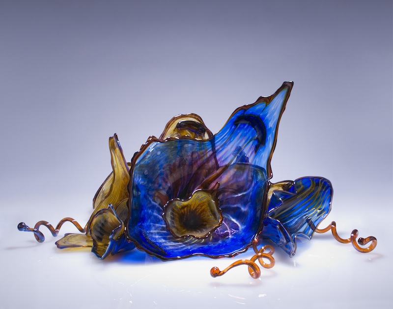 Sapphire Flower Glass Art